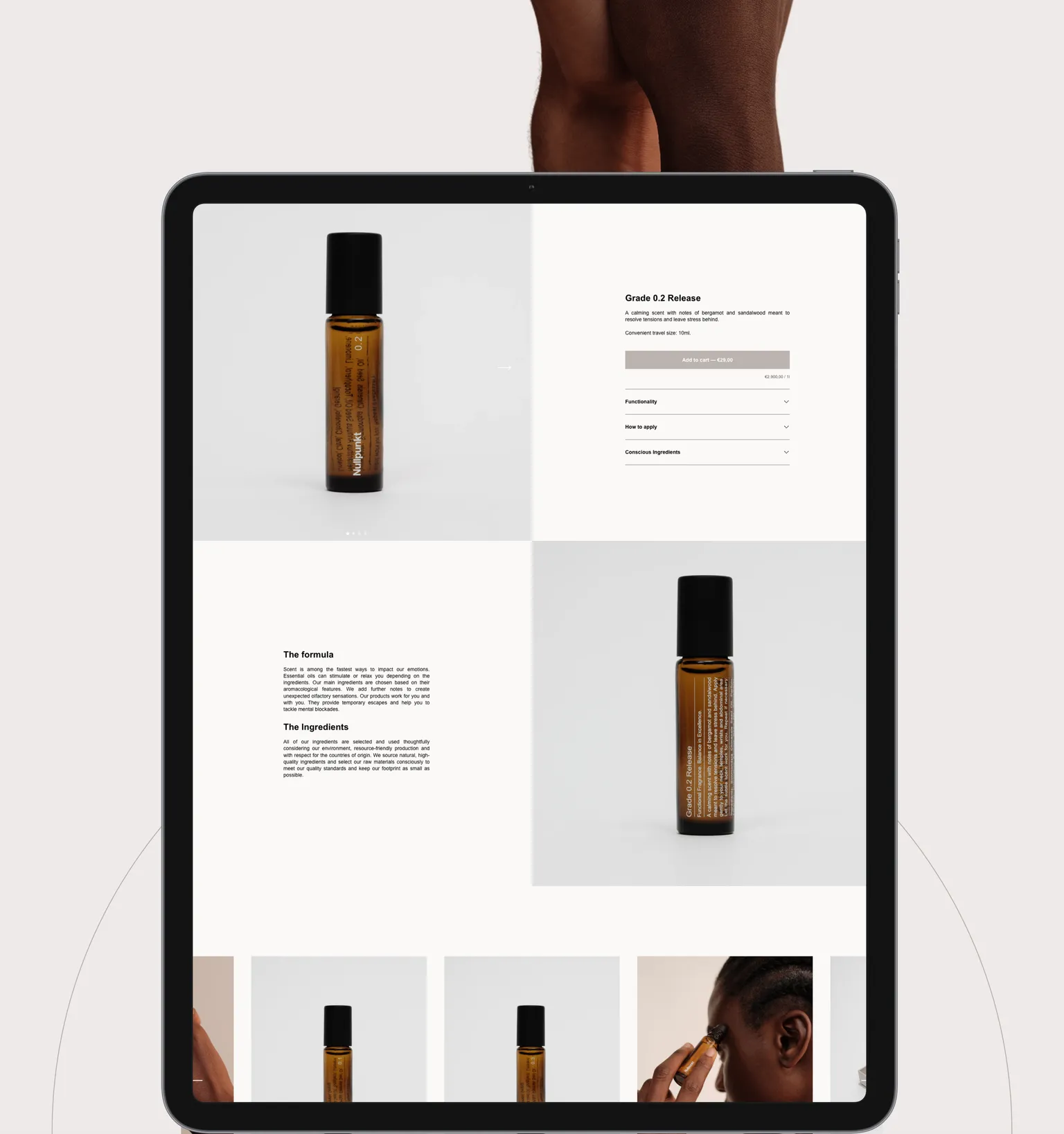 Upper part of the projects page displayed on an iPad